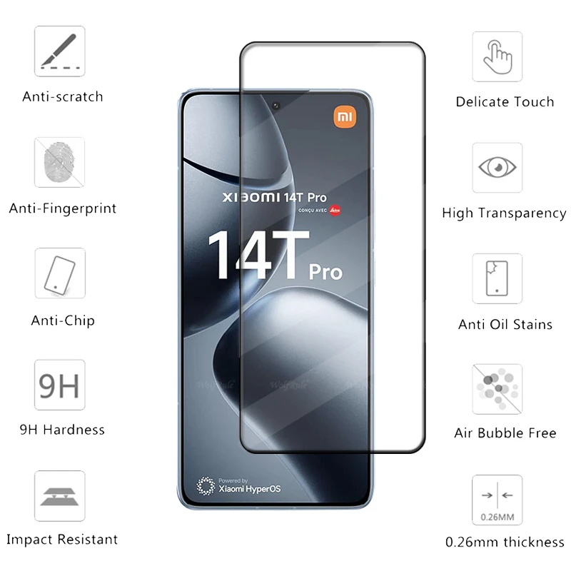 1/2/3/4pcs Voll deckglas für Xiaomi 14t Pro Glas Xiaomi Mi 14t Pro Displays chutz folie voll 9h HD gehärtetes Glas Xiaomi 14t Pro – Detail 2
