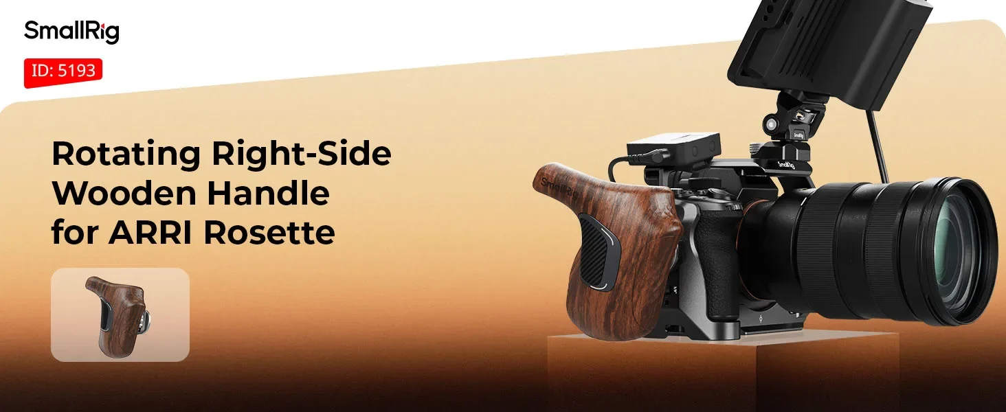 SmallRig Rotating Right/Left-Side Wooden Handle Load Capacity to 15kg Flexible P