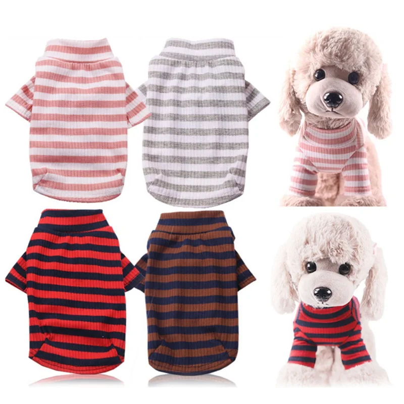 

Striped Pet Cat Dog Clothes Knitted T-shirt Cute Puppy Kitten Sweater Small Medium Dogs Cats Autumn Pet Winter Clothing 2023