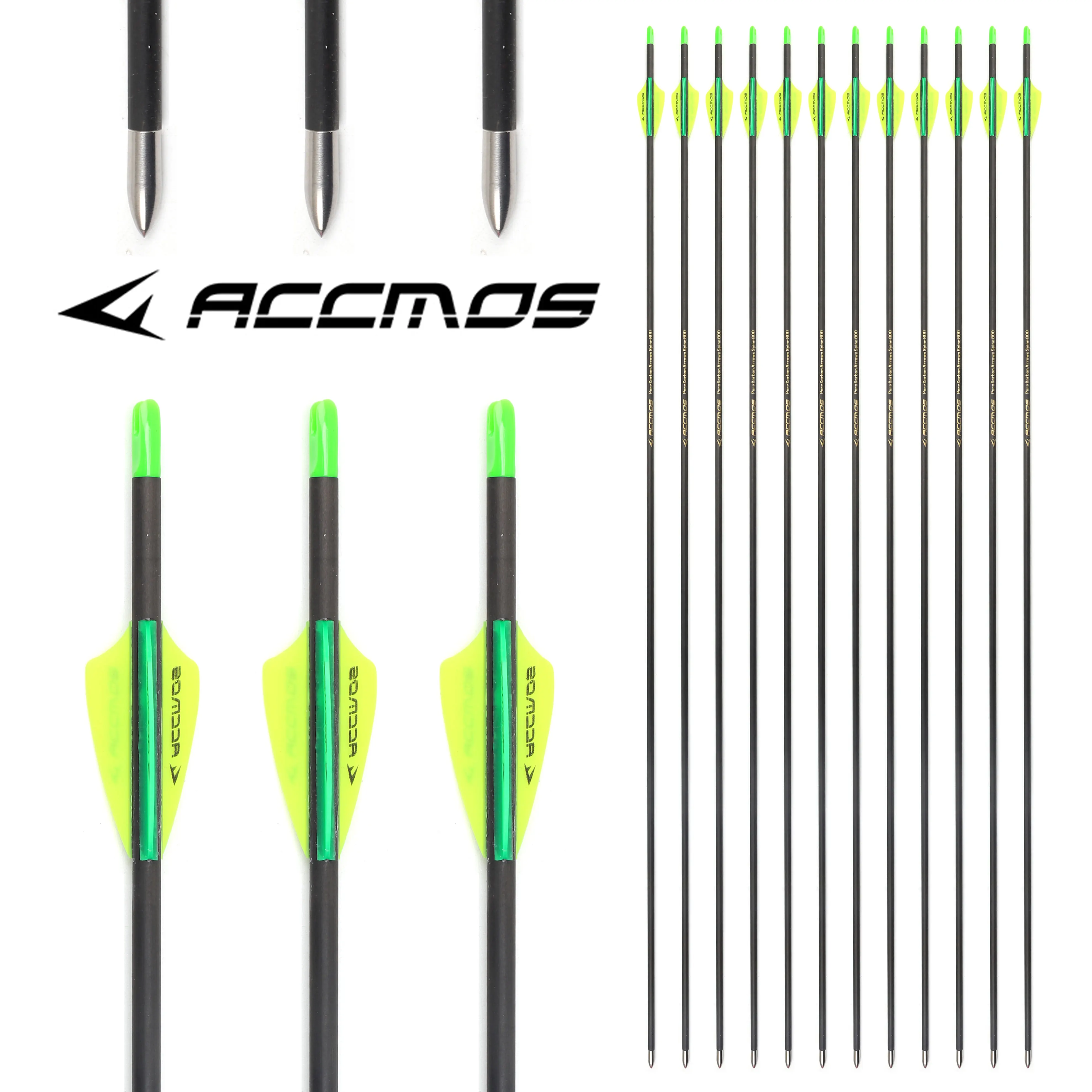 ACCMOS ID 4.2mm Carbon Arrow 30-32inch Spine 350-1000 for Compound Recurve Bow Archery Shooting 12pcs archery arrows