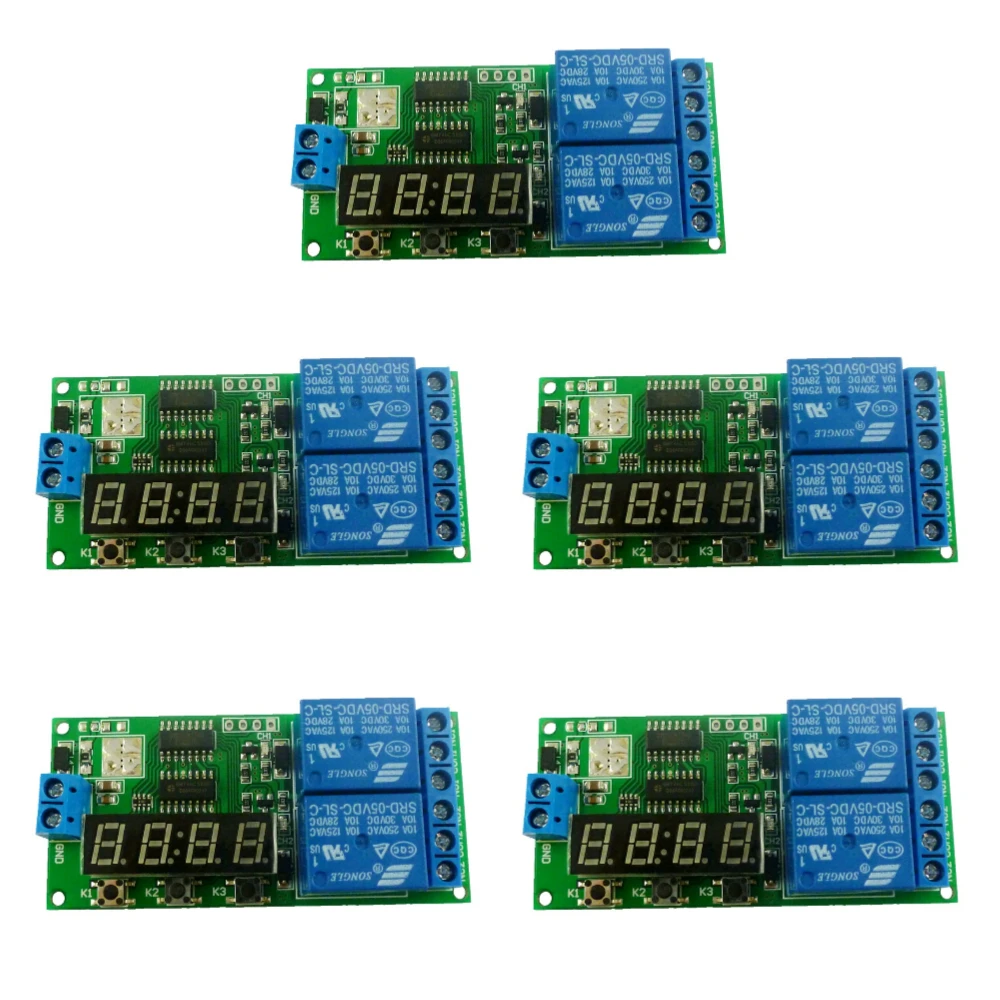 

DC 5V 2CH 9 function Delay Timer Relay Module Controller LED Motor Reverse Cycle Loop Timers Interlock Latch Switch Board