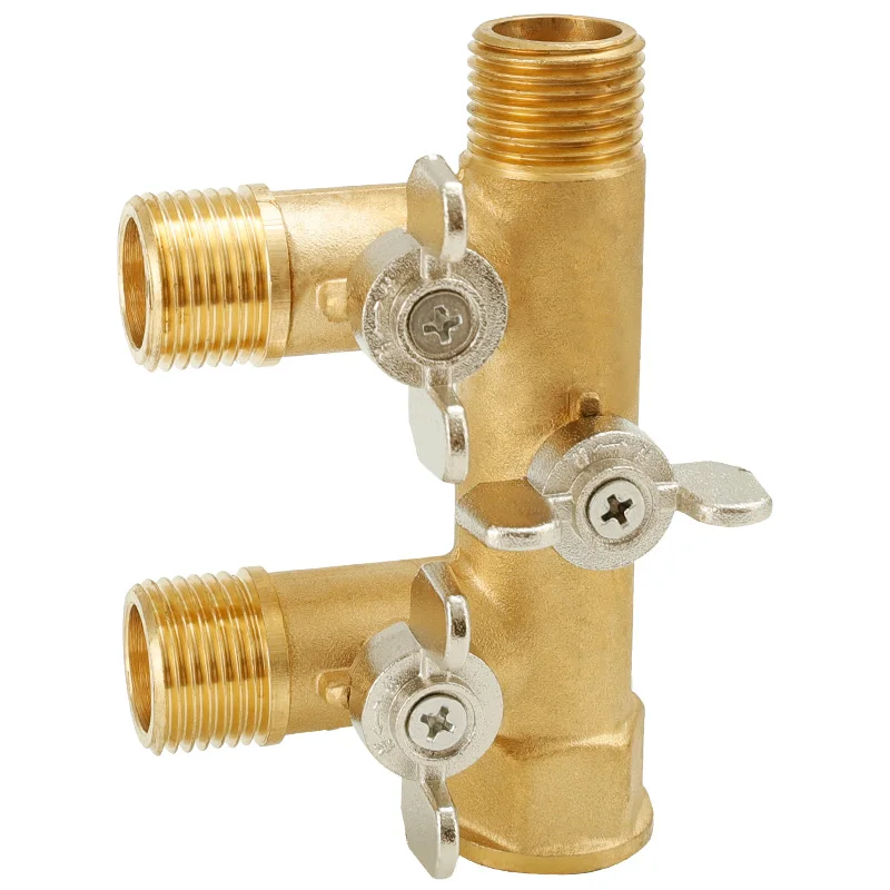 1/2 BSP Male 4 Ways Ball Valve Block Splitter HVAC Switch Water Divider  Solar Workstation Injectionr Pipe Joint Accessories