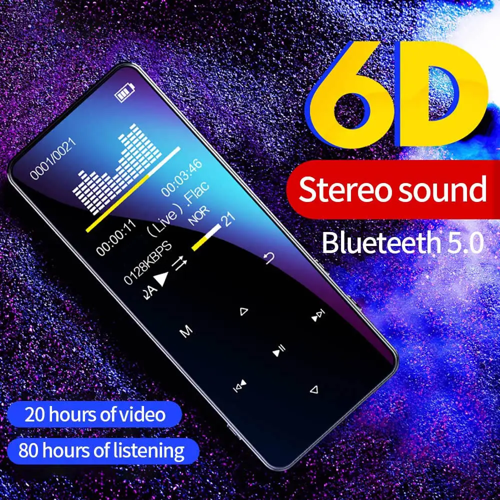 8-128GB MP3 MP4 Player Touch Bluetooth 5.0 Lossless Audio Recorder Music HiFi Portable Audio Walkman FM Radio E-Book mp3 mp4 player