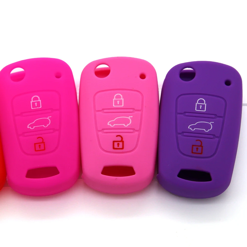 3BTN Buttons Silicone Car Key Cover Case For Kia RIO K2 K5 Sportage Sorento Flip For Hyundai i20 i30 i35 iX20 iX35 Solaris Verna Key Case Cover Key Case Flip Key Fob Shell Car Key Shell Remote Control Case Cover