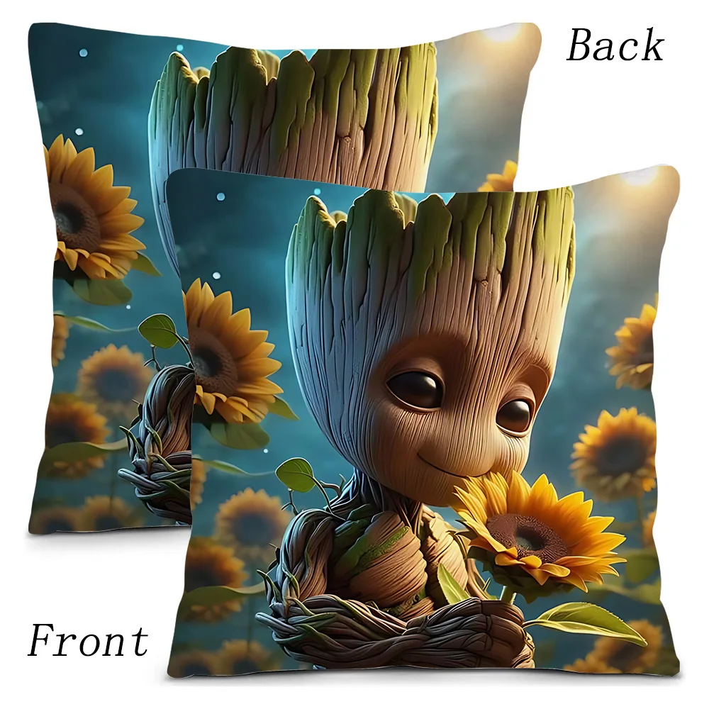 Pillow Covers Cartoon MarvelS GrootS Sofa Decorative Home Double-sided Printing Short Plush Cute Cushion Cover 4