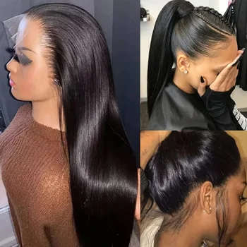 250Densit 13x6 Bone Straight HD Transparent Lace Human Hair Wigs Brazilian 13x4 360 Full Lace Front Wig Human Hair Wig For Women 1