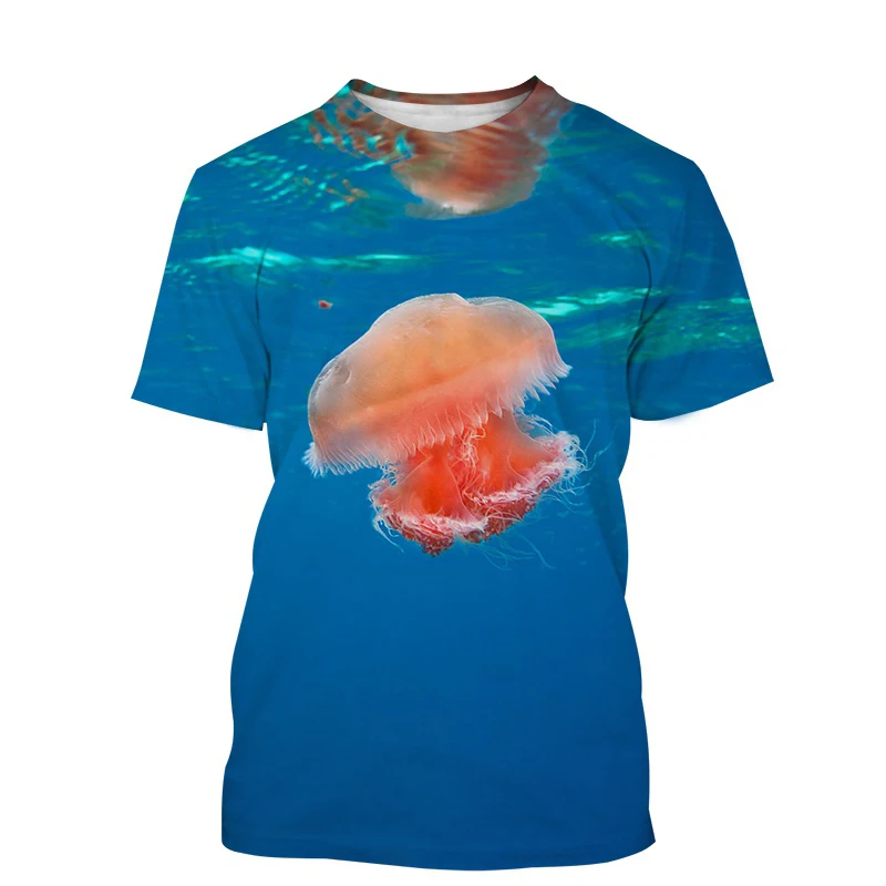 

Jellyfish T Shirt Men's and Women's Casual Fashion Short-sleeved T Shirt Beautiful Mollusk Poisonous Animal Street Wear Top