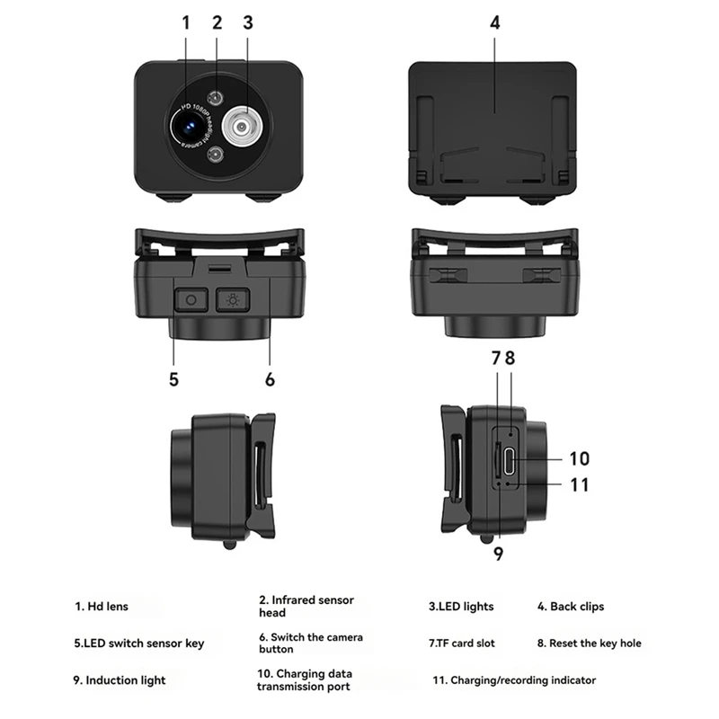 Head-Mounted Sports Camera HD PTZ Anti-Shake Camera Short Video Cycling Outdoor Video Recorder Vlog Recorder 4