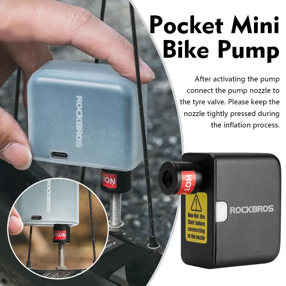 

Портативный карманный мини-насос для велосипеда, электрический воздушный насос, перезаряжаемый компрессор для накачки шин для мотоцикла, поездок на велосипеде, мопедов, 100PSI