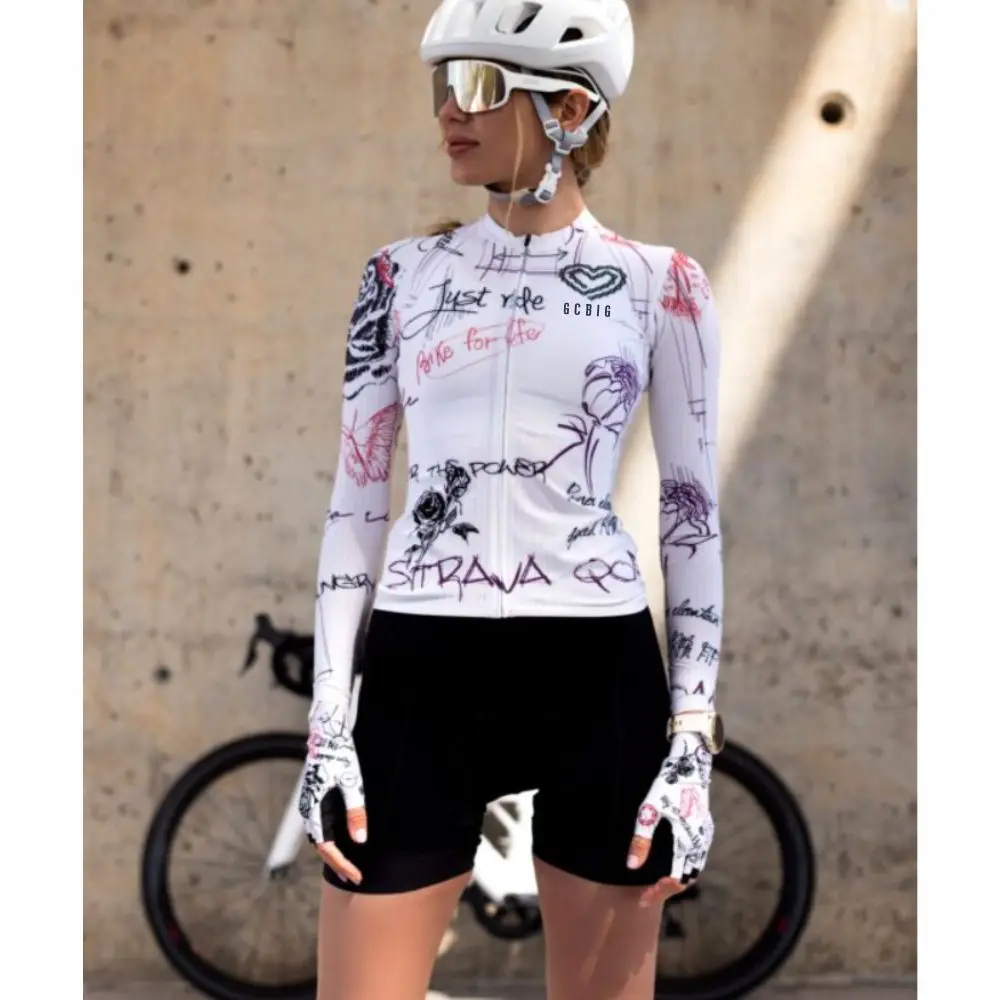 GG Womens Summer Long Sleeve Shorts Cycling Jersey Set Maillot Ciclismo MTB Bib Shorts Sets Ropa De Hombr Bycicle Clothing