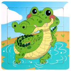 Children's Educational Wooden 3D Puzzle - Cartoon Animal & Traffic Themed (SKY BLUE)