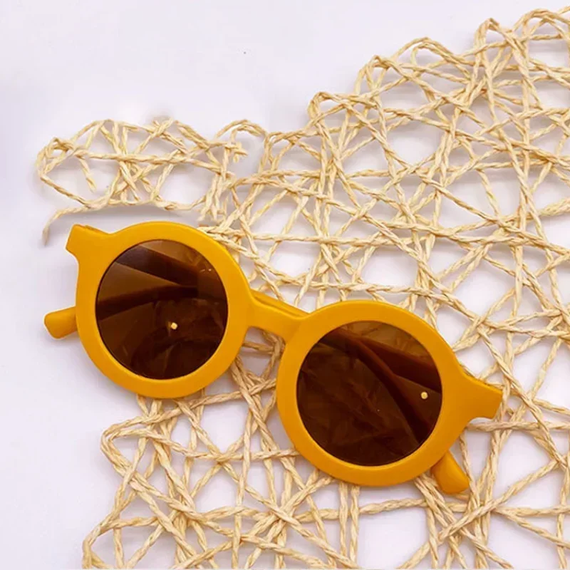 Kids retro round cartoon boy & girl sunglasses vintage baby toddler colorful shades UV goggles