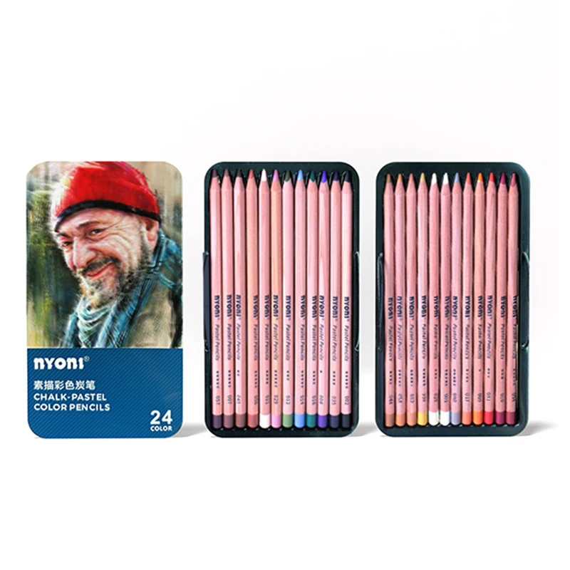 NYONI 24 Color Sketch Color Charcoal Pencil Portrait Hand-painted
