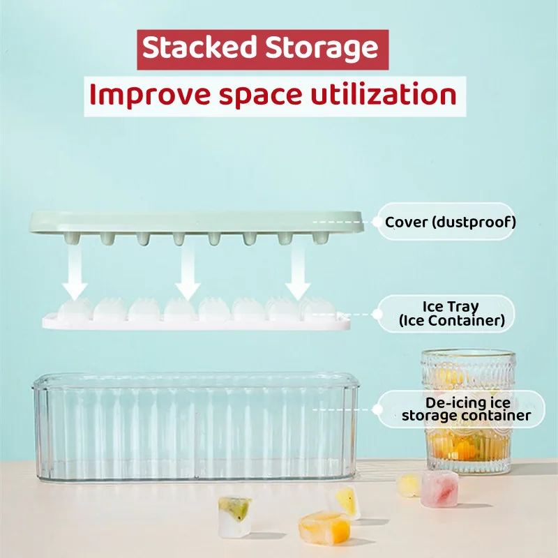 Silicone Ice Mold And Storage box 2 In 1 Ice Tray Making Mould Box Set Maker Bar Kitchen Utensils MoldsTool Cube DIY Makers