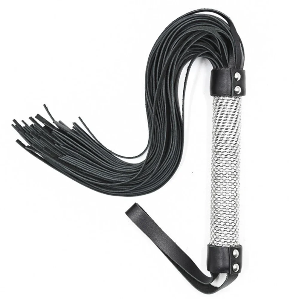 Crystal Handle Genuine Leather COW LEATHER Whip，51CM Horse Whip for Horse Equestrian 2
