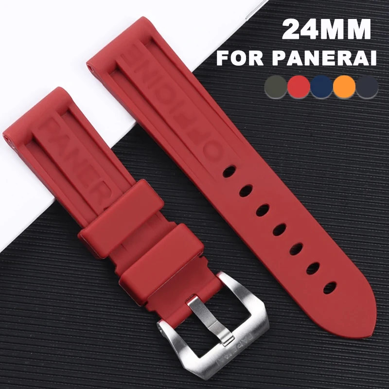 Bracelet De Montre Silicone 24mm Pour Panerai PAM – Noir, Sport, Remplacement