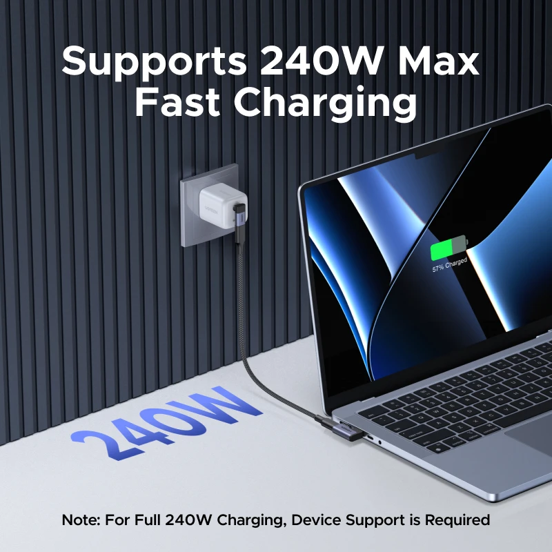 유그린 USB-C 암-수 어댑터 3개/2개 세트, 직각, 240W 고속 충전 및 40Gbps 지원, 맥북, 아이패드, 휴대폰용