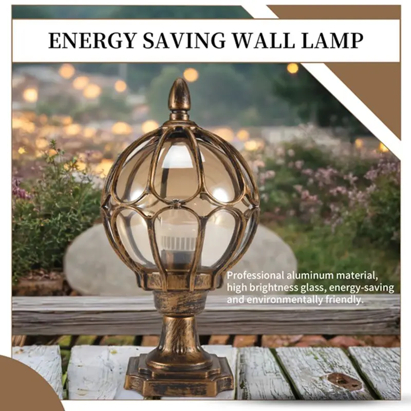 A78Z-1Pcs Outdoor Pillar Lamp Globe Glass Shade Door Post Lamp Waterproof Antique Lighting Rainproof Pillar Light