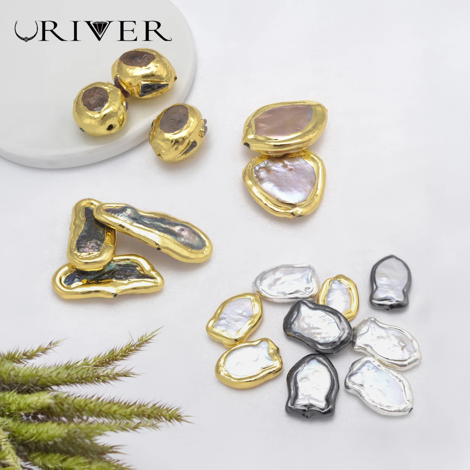 10 Pcs Beads for Jewelry Making Brass Wrapped Pearl Bracelets Material DIY Necklace Spacer Gold Color Trend Jewelry Wholesale