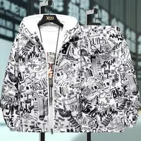 Windbreakers Clothing M-5Xl Strewear Graffiti Printed Reversible Thin Hooded Jacket Men 2