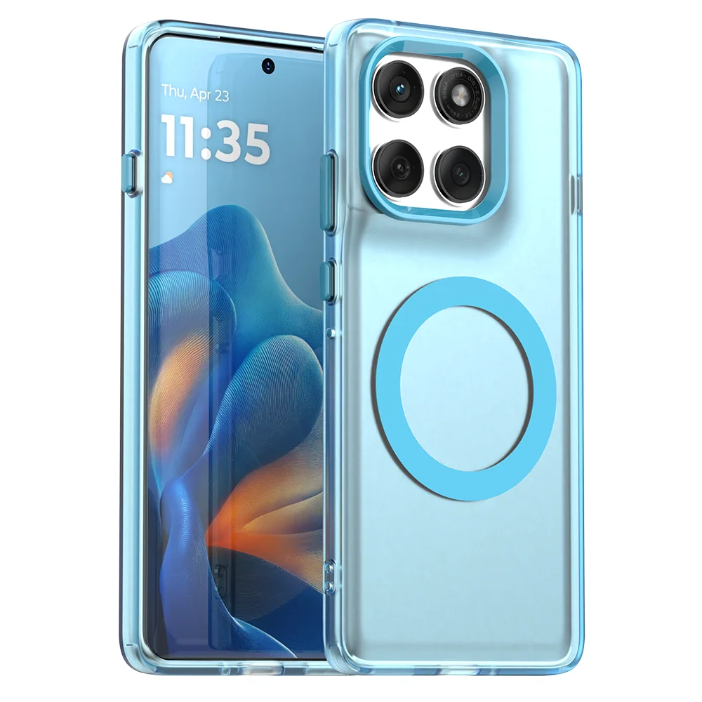 Magnetic Wireless Charging Transparent Case - Candy Colors Back Shell