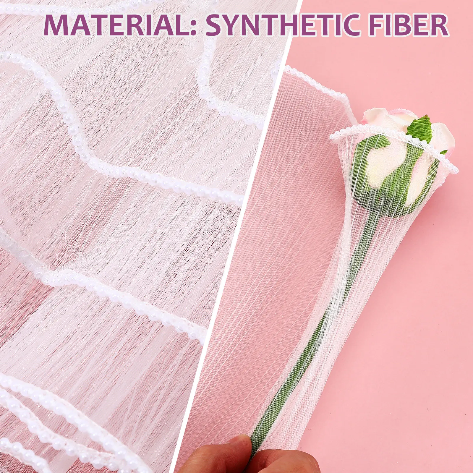 1세트 꽃 포장지 세트 진주 메쉬 리본 나비 장식 꽃다발 포장 진주 메쉬