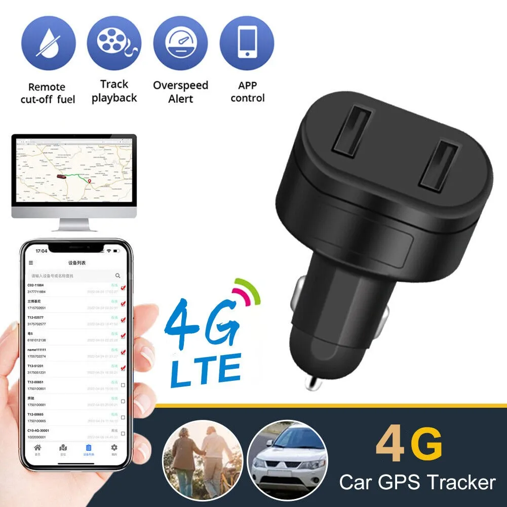 Car Chager gps Tracker Dual USB Car Cigarette Lighter GPS Tracker ST-909 Phone Charger with Free Online Tracking APP