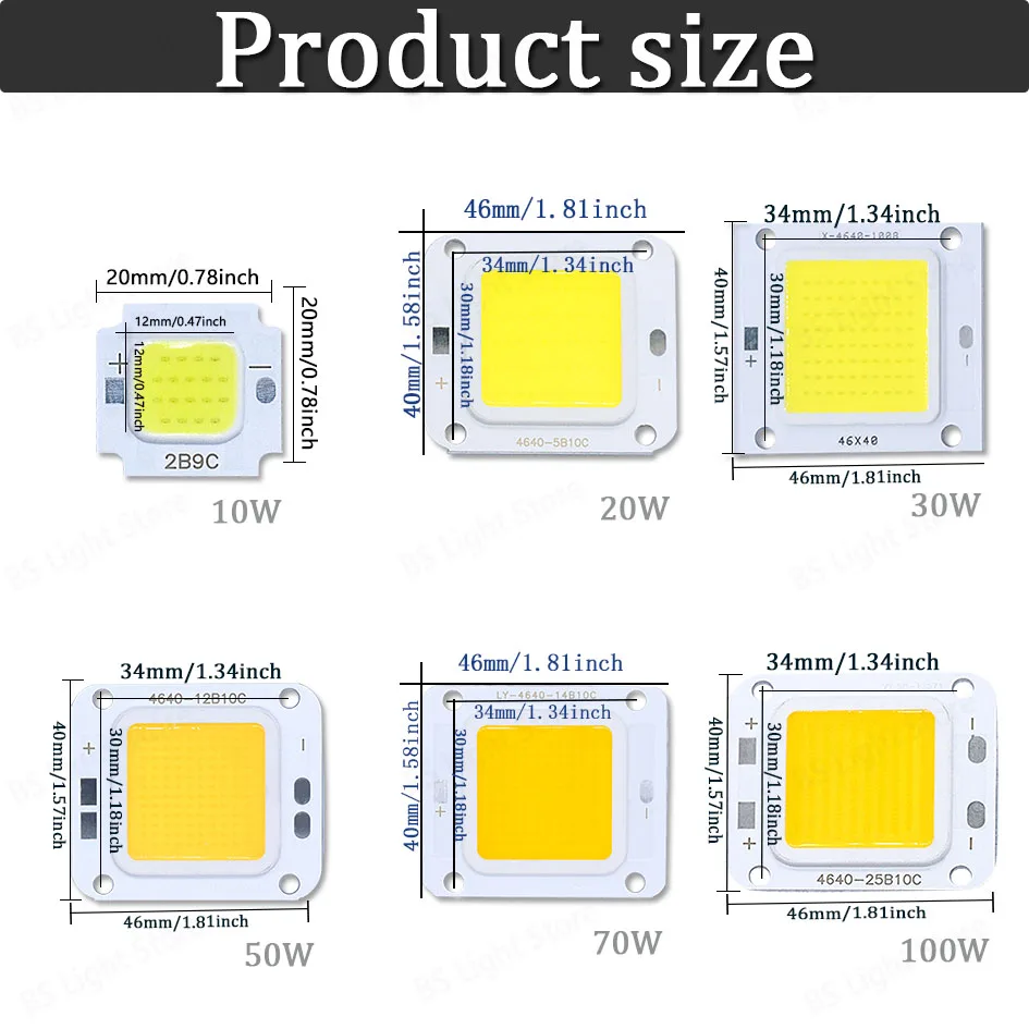 Description Picture 3 of itemSmart IC No Need Driver LED COB Lamp Bead DC27-36V 10W 50W 60W 70W DIY Flood Light Bulb Outdoor Spotlight Landscape Chip Lamps