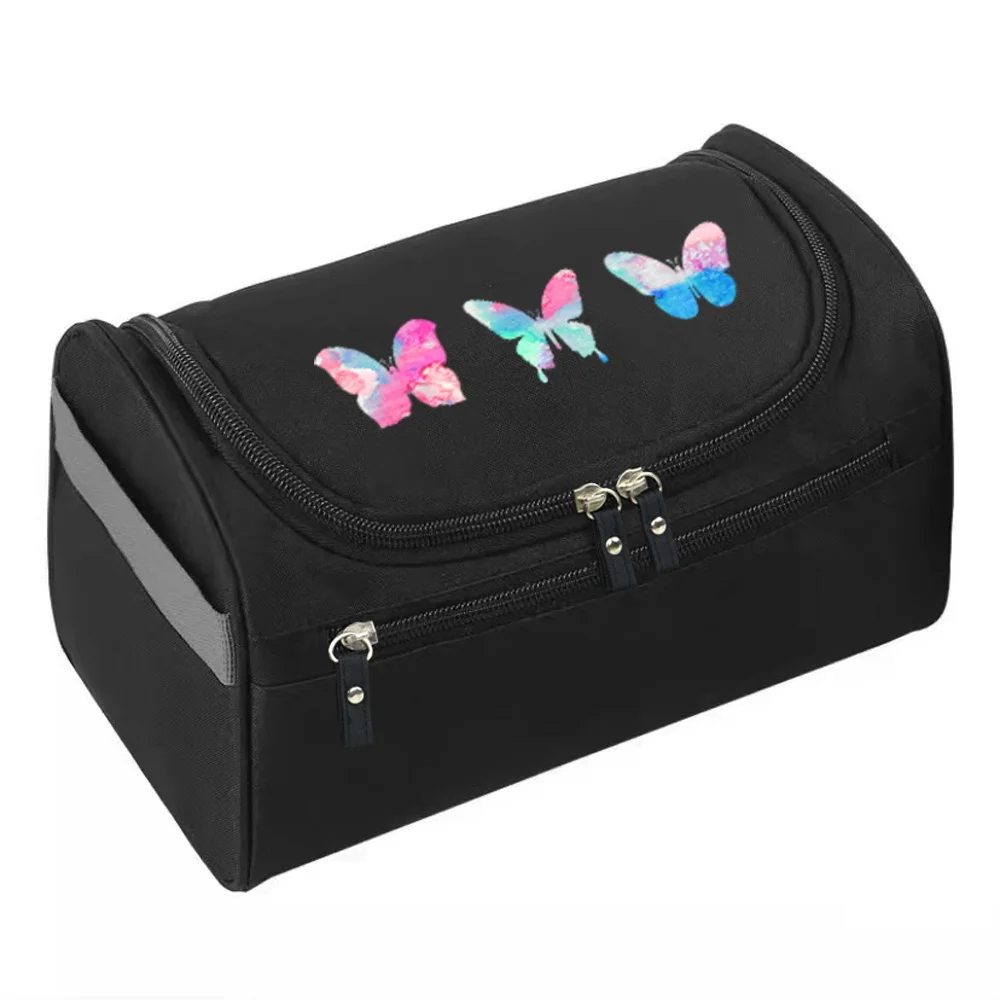 Cosmetic Pack Wash Bags Makeup Functional Hook Up Women Travel Toiletries Organizer Handbag Make Up Case Butterfly Print