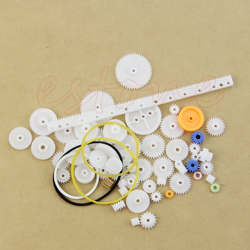 367D 새로운 60pcs 유형 플라스틱 샤프트 단일 이중 감소 크라운 웜 기어 DIY 로봇