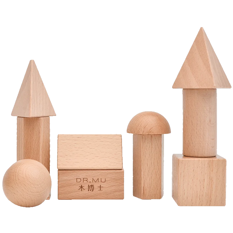 Montessori Mystery Bag Wood Sensory Toys Objects Geometric Shapes Natural Wood Color Solid Wood 3 Years Old 4
