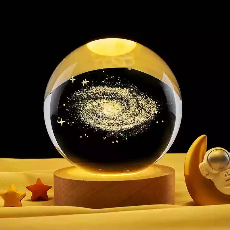 3D Crystal Lights Lamp Glowing Planetary Galaxy Night Light Crystal Ball for Bedside Light Home Decor Christmas Gift led night lamp