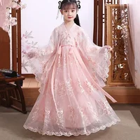 Costume de fête d'été pour filles, robes Vintage pour enfants, vêtements décontractés pour bébés chinois Hanfu Cosplay, robe de princesse pour filles 4