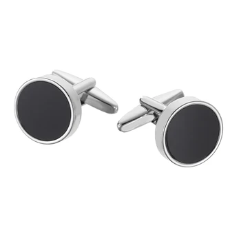 High quality black round smooth cufflinks with brand new brass material design, fashionable French shirt men's cufflinks