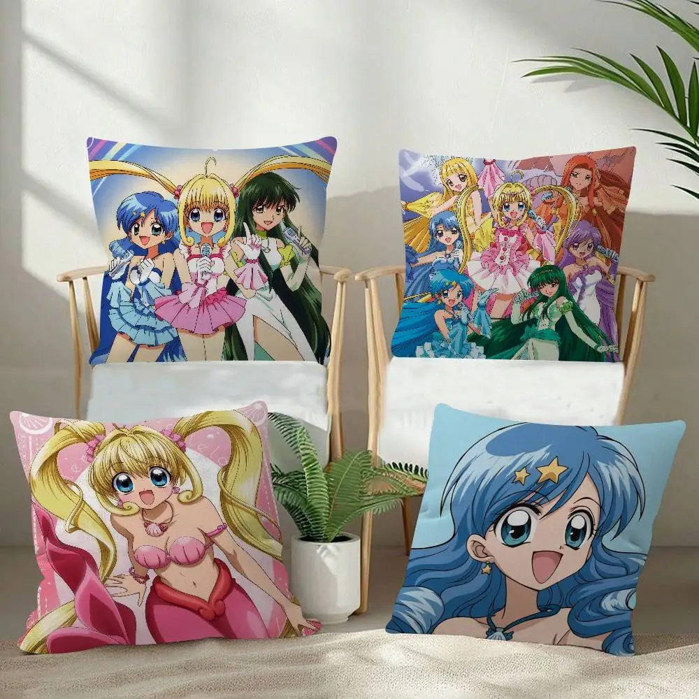 애니메이션 M-Mermaid Melody Pichi Pichi Pitch 사무실 쿠션 베개 커버 자동차 쿠션 커버45X45CM 요추 베개 커버 소파 베개 커버