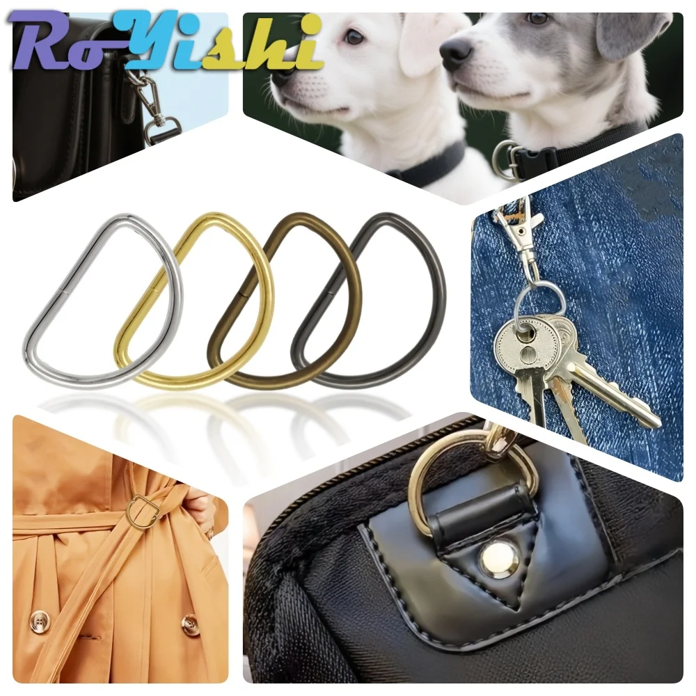 Metal D Ring Connection Buckle 20Pcs for Belt Handbag Strap 10/12/15/20/25/32/38mm