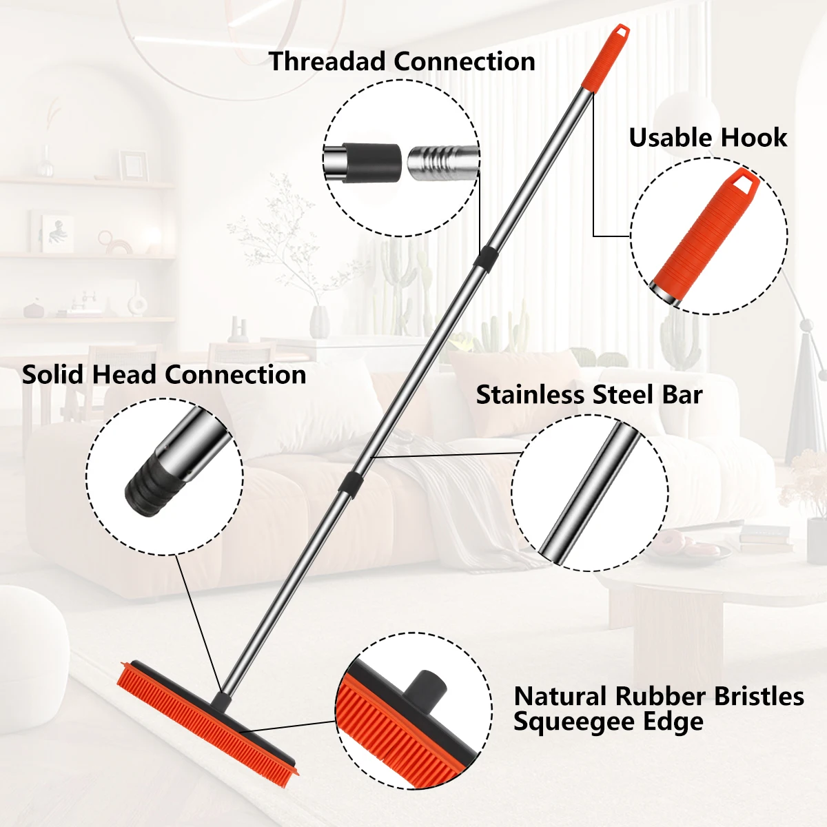 Rubber Pet Hair Cleaning Broom 3