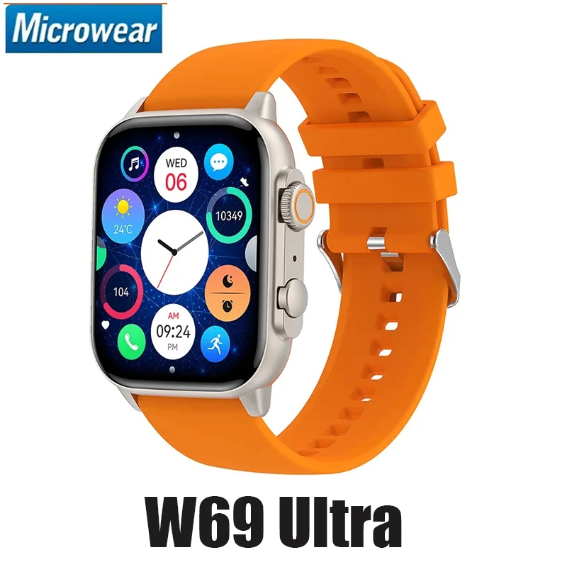 오리지널 W69 울트라 스마트 워치, 블루투스 통화, 2GB 메모리, 로컬 음악 나침반, NFC 스마트 워치 2023