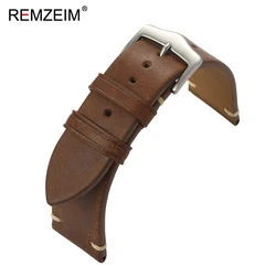 Vintage Matte Genuine Leather Watch Band - Comfortable Calfskin Strap - 22mm (Light Brown)