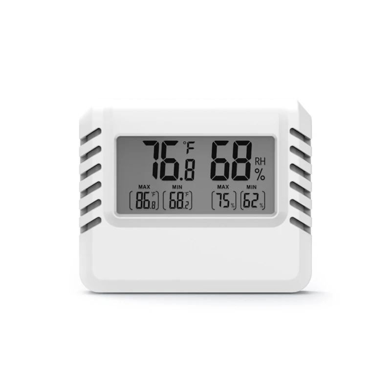 Termômetro ultra fino com suporte, higrômetro, display digital, medidor eletrônico de temperatura e umidade, branco