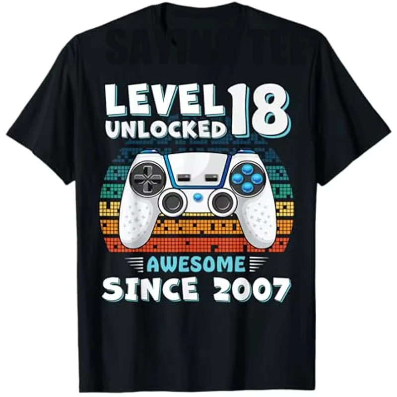 18세 생일 장식 남성 소년 18세 2007년 18번째 생일 티셔츠 패션 비디오 게이..