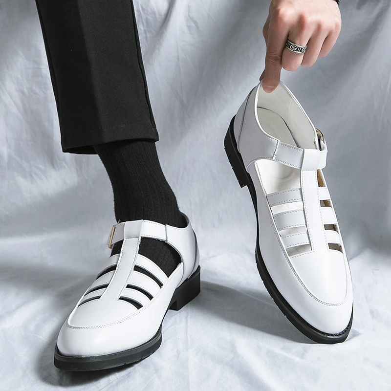 New In Summer Sandals for Men Fashion White Black Business Dress