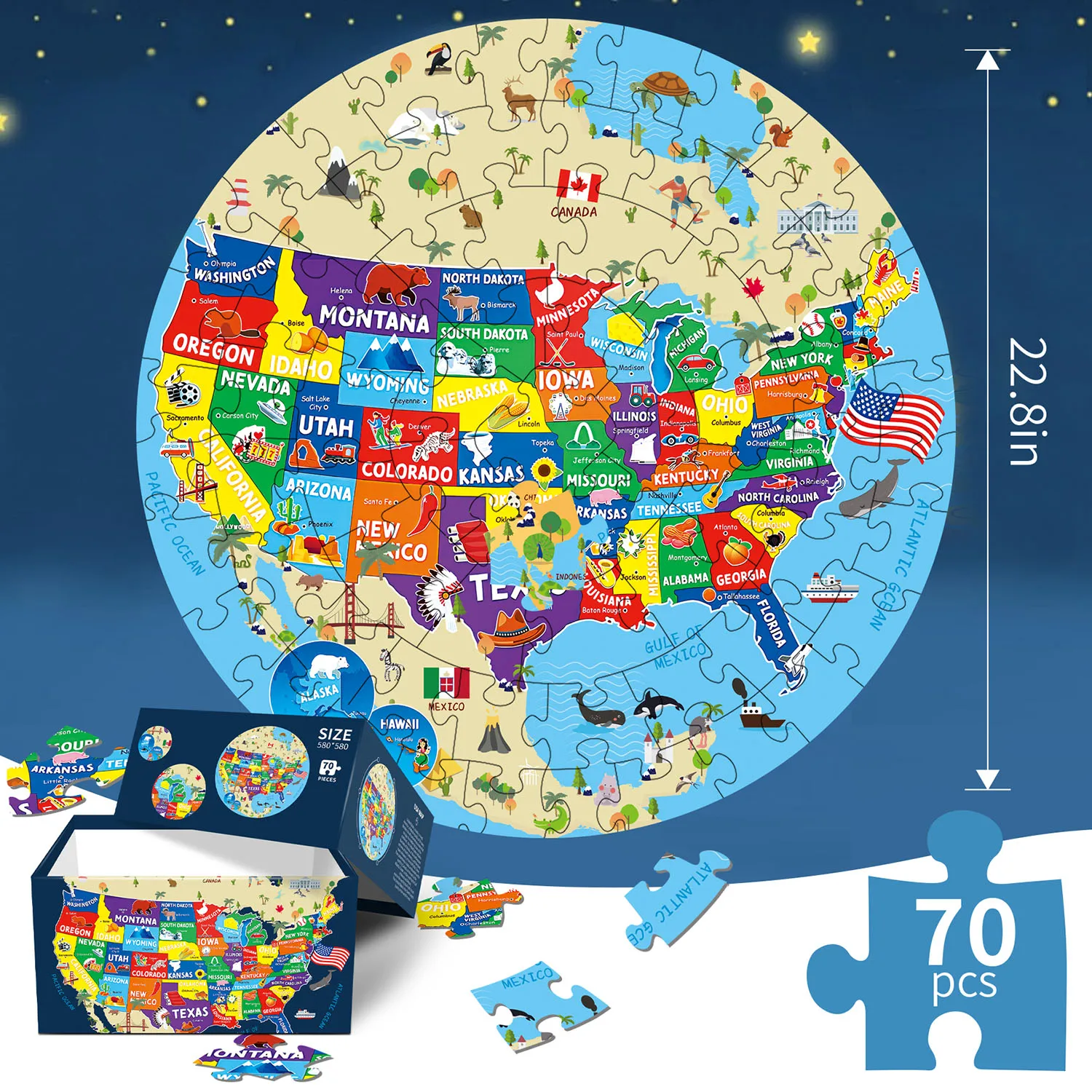 Arkansas Wooden Jigsaw Puzzle - 500 Piece USA State Map Puzzle For Adults | 15x20.5 Inch Educational Geography Puzzle - View #14