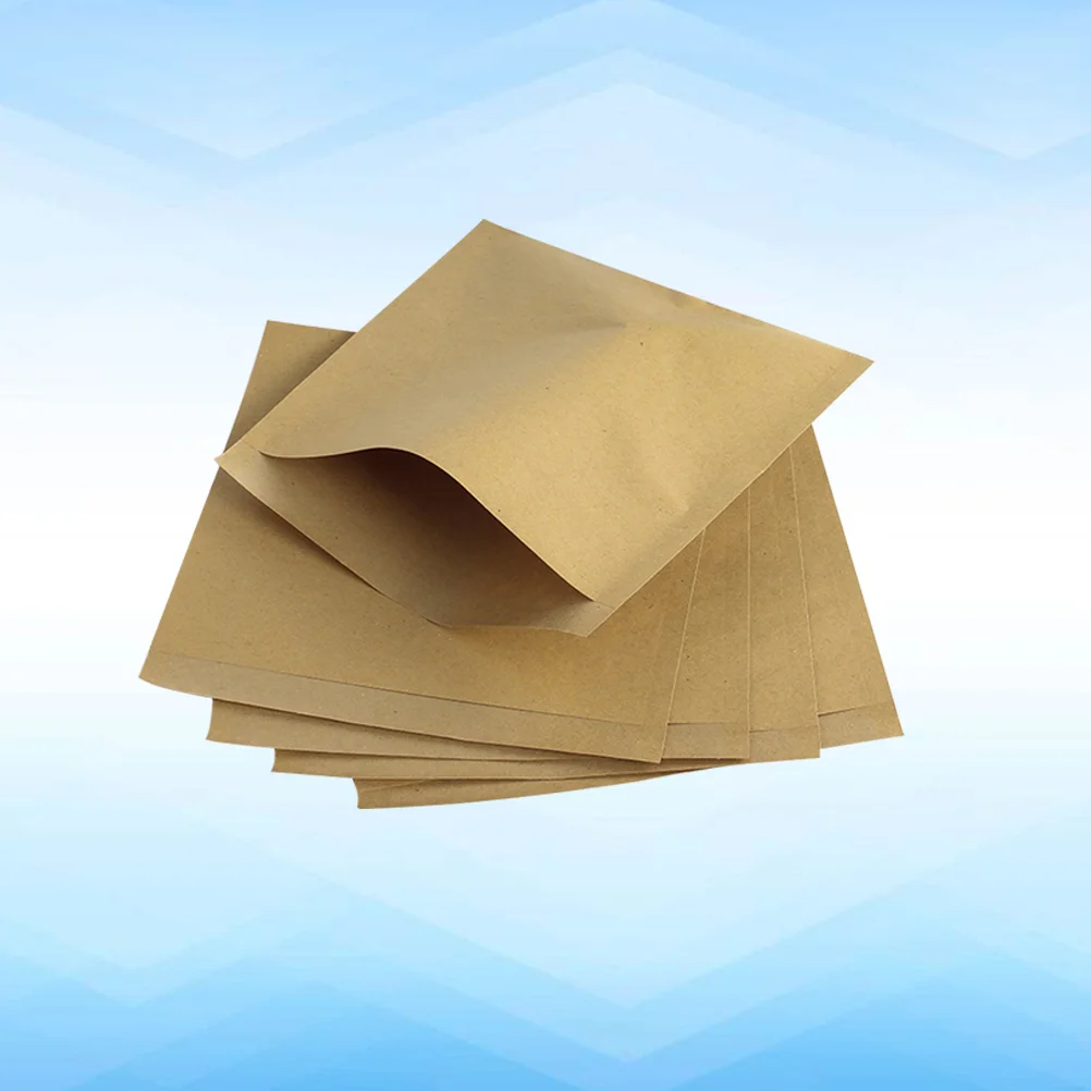 

200pcs Food Bags Kraft Bag Blank Cowhide Oilproof Food Bag Disposable for Food (Brown)