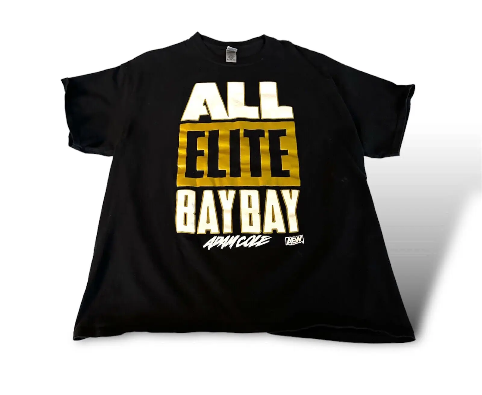 Aew Adam Cole All Elite Bay Mens Taglia Xl T Shirt Black Wrestling Tee Maniche Lunghe O Corte