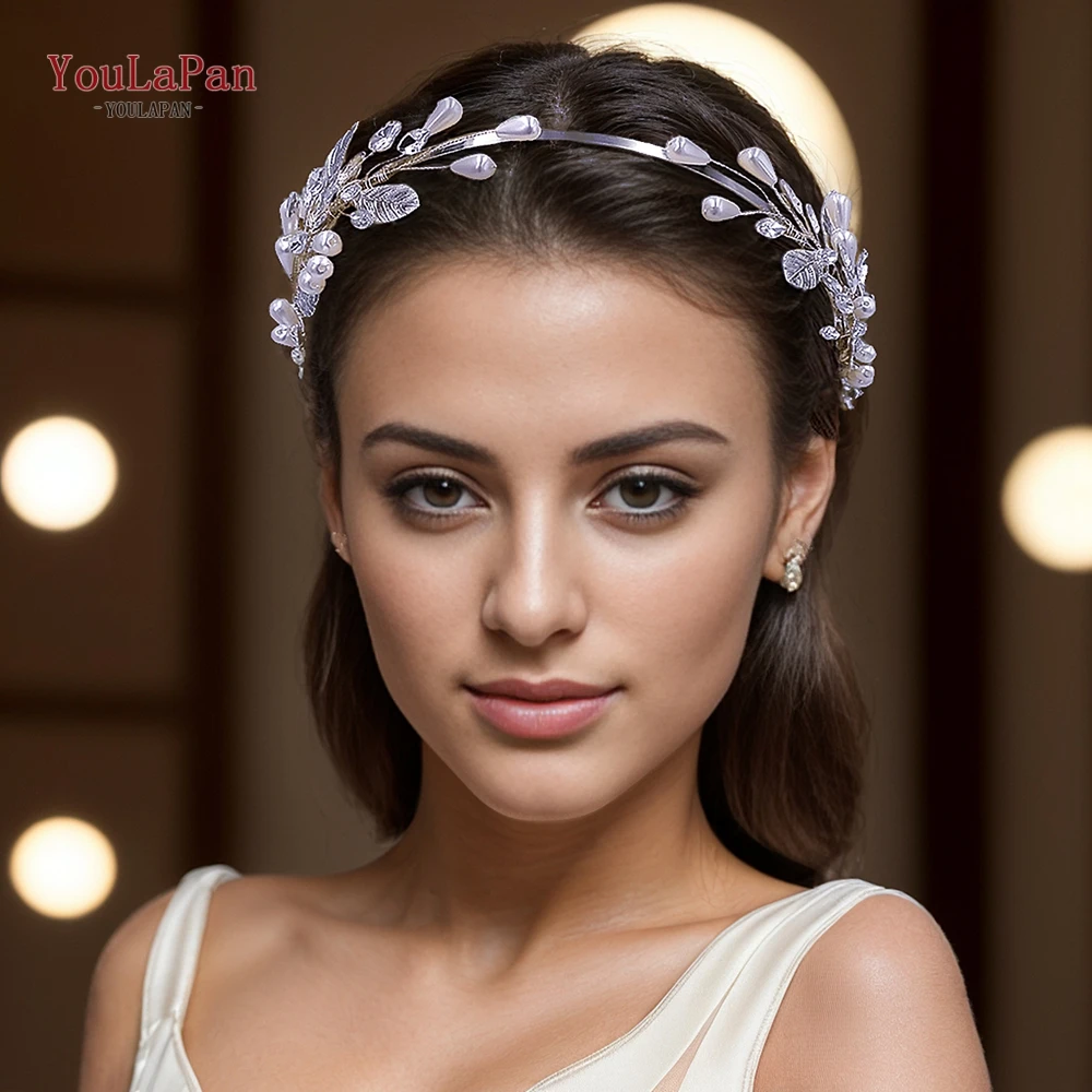 TOPQUEEN Beaded Headband Bridal Wedding Jewelry Hair Accessories Woman Crystal Headwear Handmade Rhinestone Hair Hoops HP586