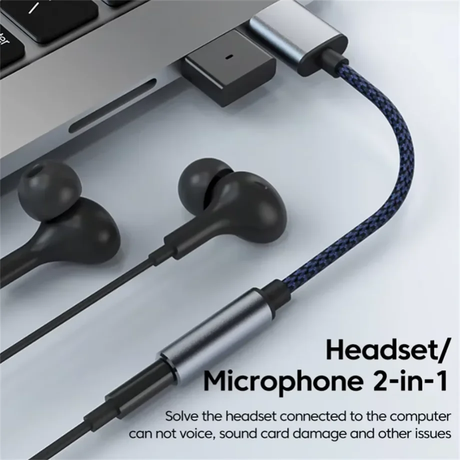 USB To 3.5mm Jack Audio Adapter USB-A To 3.5mm TRRS USB Audio Jack Adapter Headset External Stereo Sound Card for PC Laptop