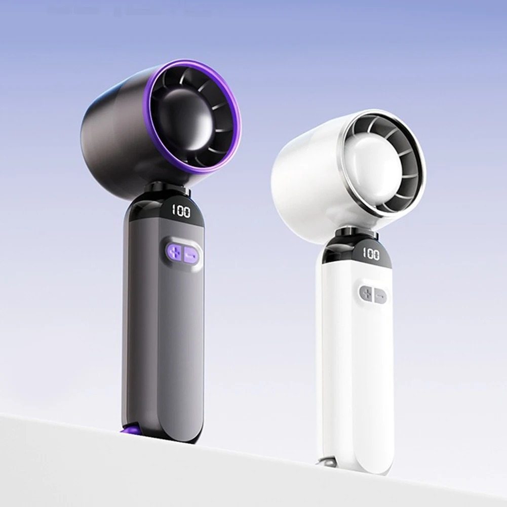 Adjustable Cooling Fan LED Digital Display Portable Electric Fan USB Rechargeable for Camping Hiking Outdoor Activities