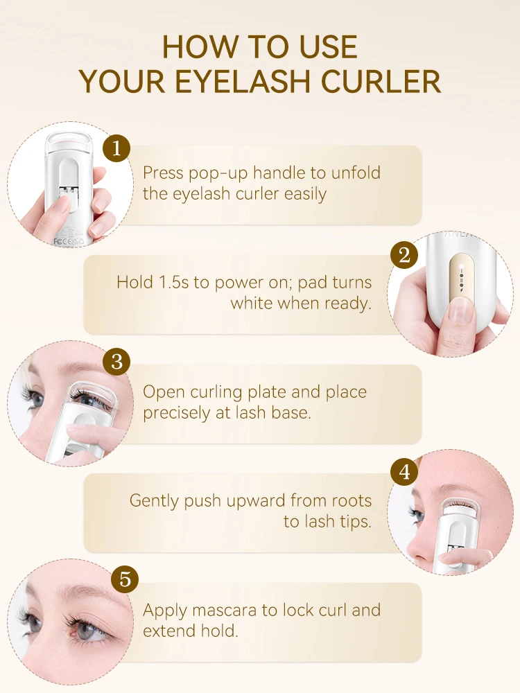 Electric Eyelash Curler Wide Mouth Rechargeable Eyelash Lifting Last 24H NTC Temperature Control Clip Portable Makeup Tool 16