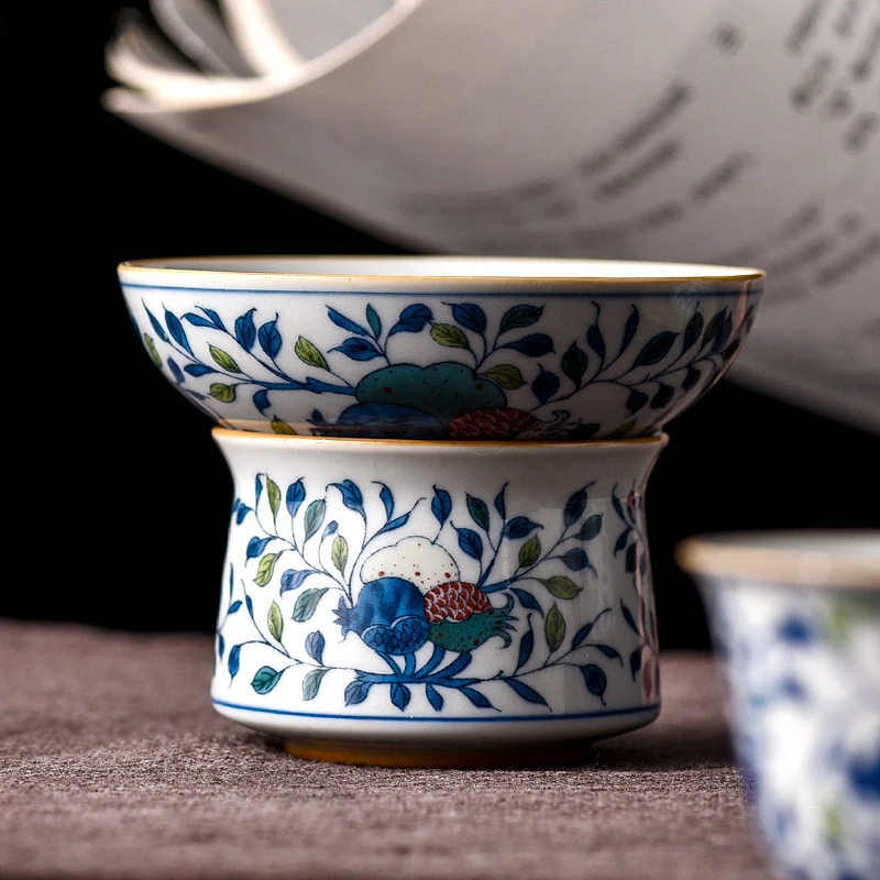 

Античная глазурованная чайная решетка из селадона, домашний полностью керамический фильтр для травы и пепла, чайный набор, аксессуары